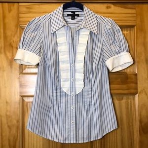 Banana Republic White Blue Gray Button Down